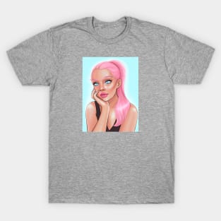 Pink Lips Pink Hair Girl T-Shirt